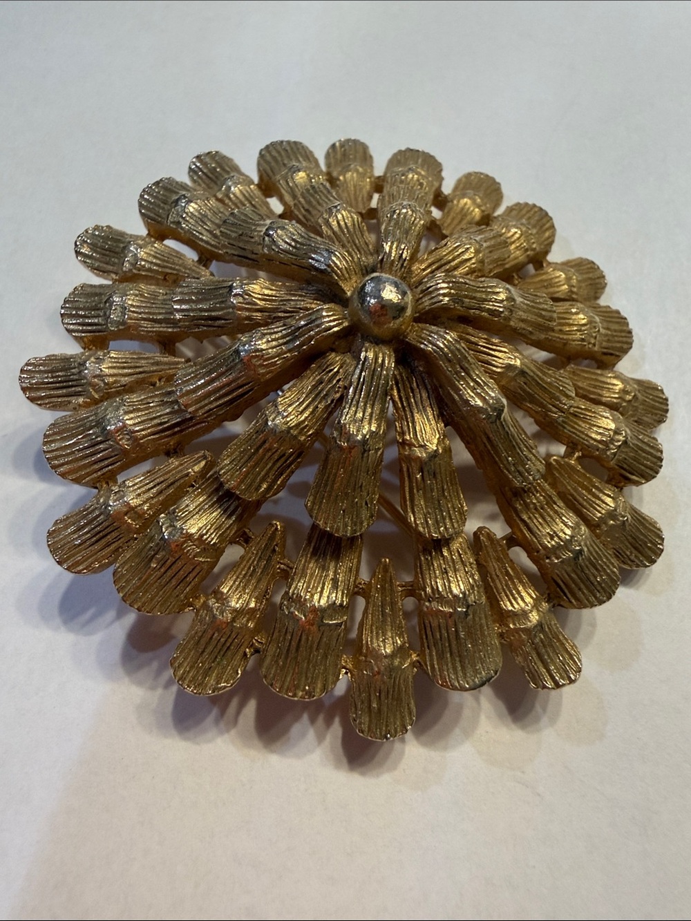 Gold Floral Burst Brooch - Statement Pin